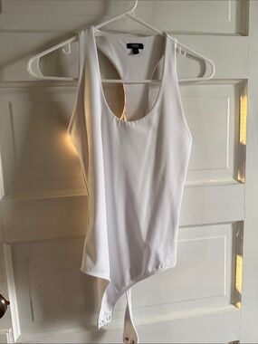 Express White Scoop Neck Racerback Bodysuit